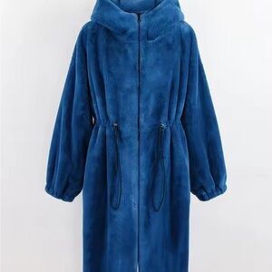 Elegant Blue Teddy Jacket for Women
